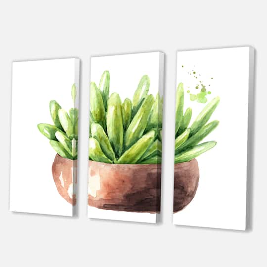 Designart - Succulent Flower In Terracotta Pot I - Traditional Canvas Wall Art Print